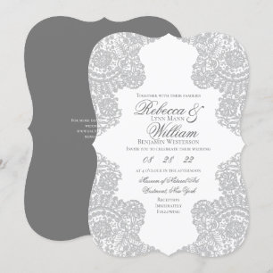 Gray Lace Elegante Hochzeit Einladung