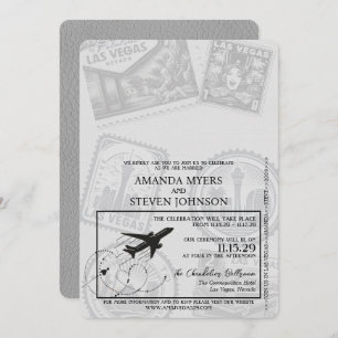 Gray Las Vegas Passport Wedding Einladung