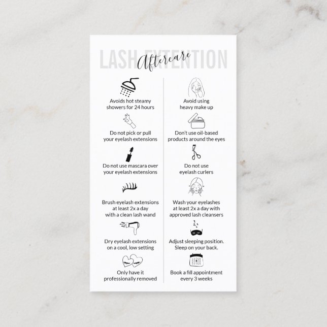 Gray Lash Extension Aftercare Visitenkarte (Rückseite)
