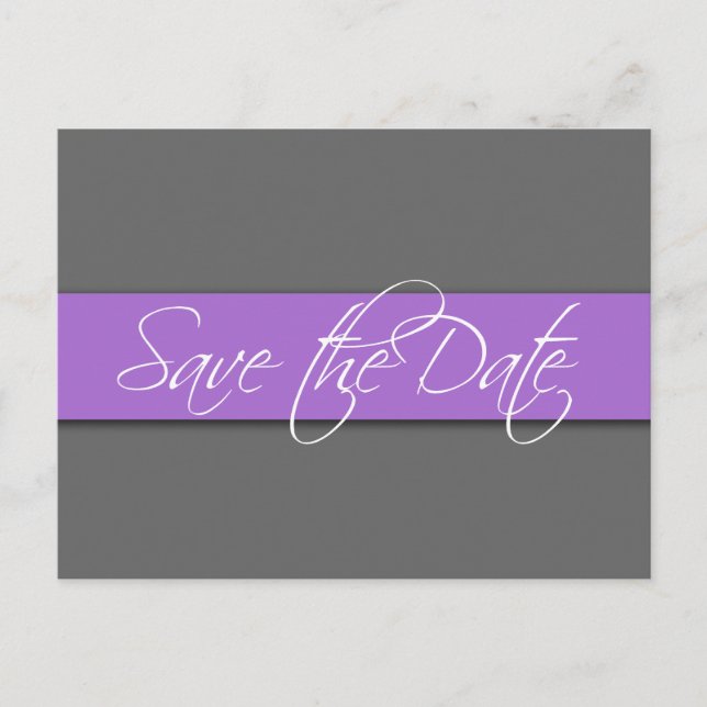 Gray Lavender Save the Date Postkarten Hochzeit (Vorderseite)