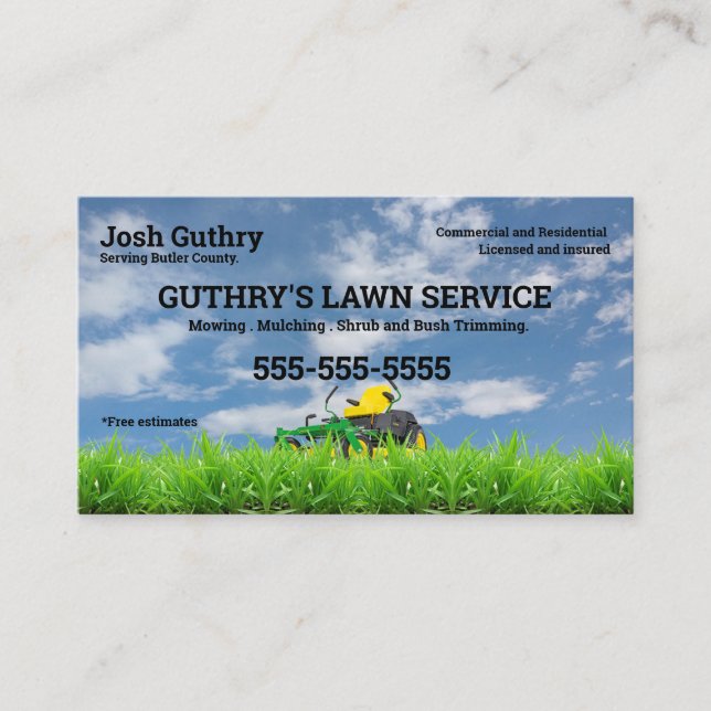 Gray Lawn Care Business Card Visitenkarte (Vorderseite)