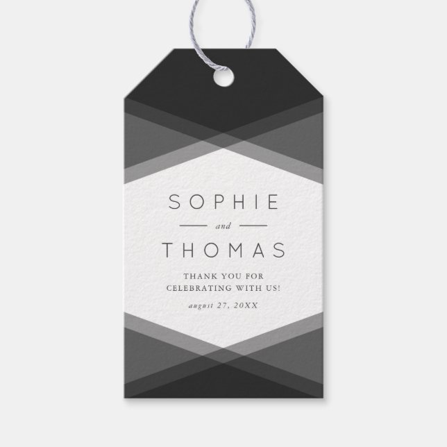 Gray Layered Geometric & Black Wedding Geschenktas Geschenkanhänger (Vorderseite)