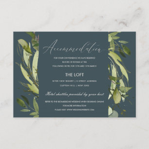 GRAY LEAFY GREEN FOLIAGE WEDDING UNTERKUNFT BEGLEITKARTE