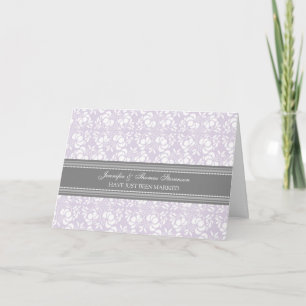 Gray Lilac Damask Just Married Announccard Ankündigung