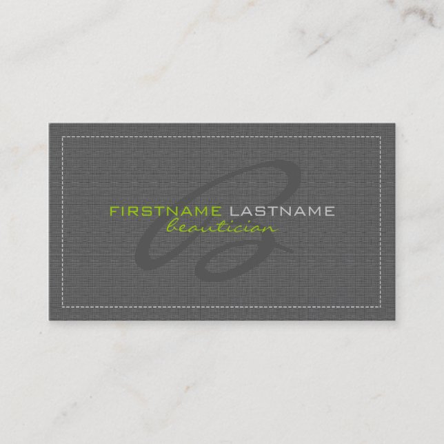 Gray Linen Burlap Texture Beautician Card Visitenkarte (Vorderseite)