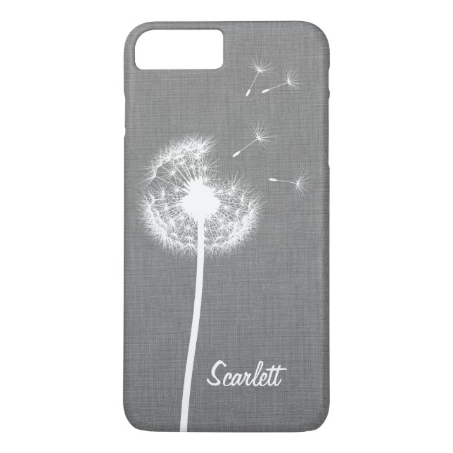 Gray Linen Dandelion Mit Monogramm iPhone 7 Plus Case-Mate iPhone Hülle (Rückseite)