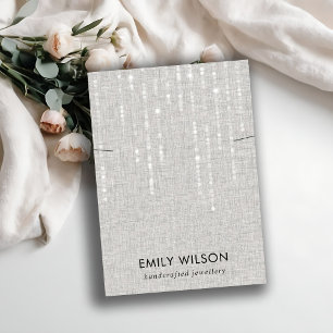 GRAY LINEN LIGHT STRINGS NOKLACE BAND DISPLAY  VISITENKARTE