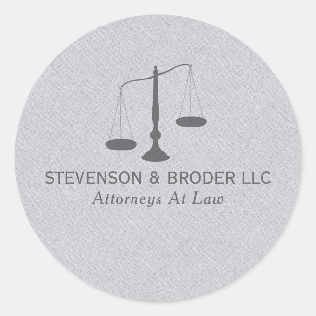 Gray Linen Texture & Grau Justice Scale Runder Aufkleber (Vorderseite)