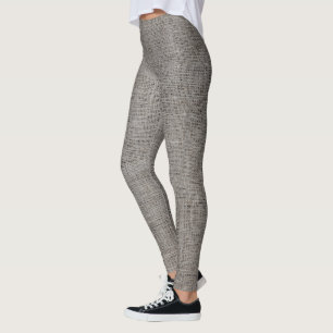 Gray Linen Texture Leggings