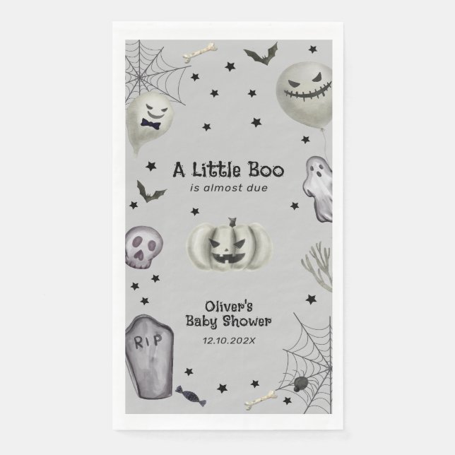 Gray Little Boo Ghost Halloween Boy Baby Dusche Serviette (Vorderseite)