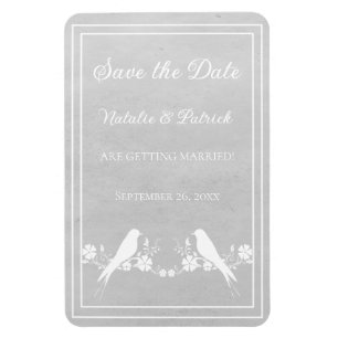 Gray Lovebird Floral Speichern Sie das Date Magnet