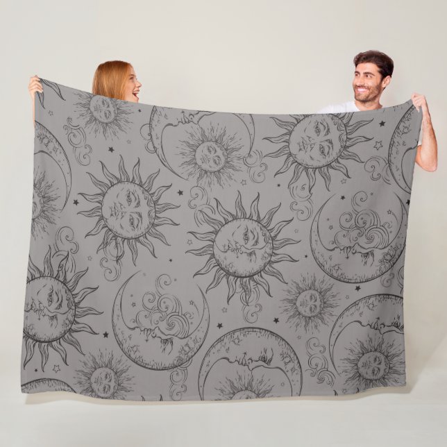 Gray Magic Vintag Celestial Sun Moon Stars Fleecedecke (Beispiel)