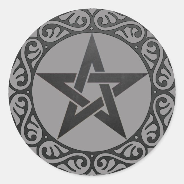 Gray Magick Black Pentagramm Witchcraft Runder Aufkleber (Vorderseite)