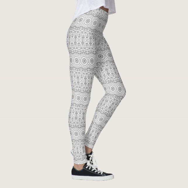 Gray Mandala Geometric Pattern Leggings (Rechts)