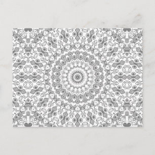 Gray Mandala Geometric Pattern Postkarte