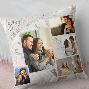 Gray Marble 5 Foto Collage - Love Life with you Kissen