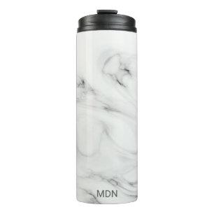 Gray Marble Geode mit Monogram Thermosbecher