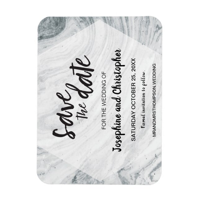Gray Marble Modern Wedding Save the Date Magnet (Vertikal)