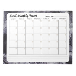 Gray Marble Monthly Calendar Notepad Notizblock