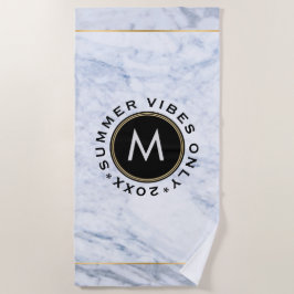 Gray Marble Print Summer Vibes only Text Strandtuch