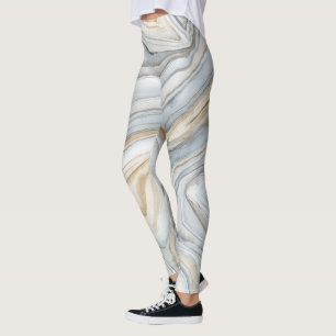 Gray Marbled Abstract Design Leggings