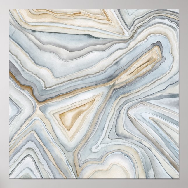 Gray Marbled Abstract Design Poster (Vorne)