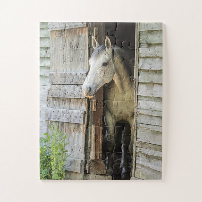 Gray Mare Horse & Barn Oversized Jigsaw Puzzle (Vertikal)
