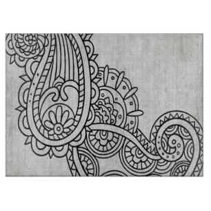 Gray Mehndi Motif Cutting Board Schneidebrett