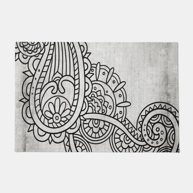 Gray Mehndi Motif Doormat Fußmatte (Vorderseite)