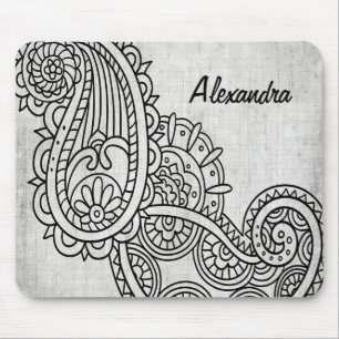 Gray Mehndi Motif Mousepad