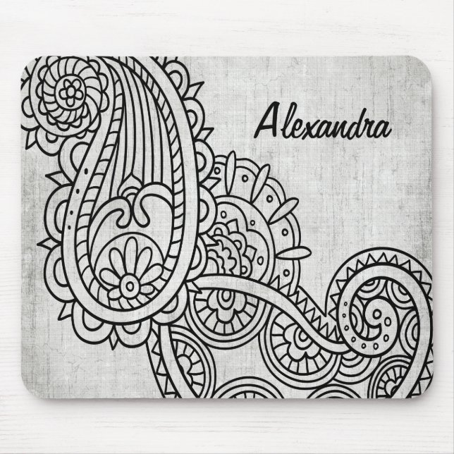 Gray Mehndi Motif Mousepad (Vorne)