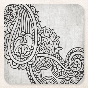 Gray Mehndi Motif Paper Untersetzer