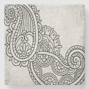 Gray Mehndi Motif Stone Untersetzer