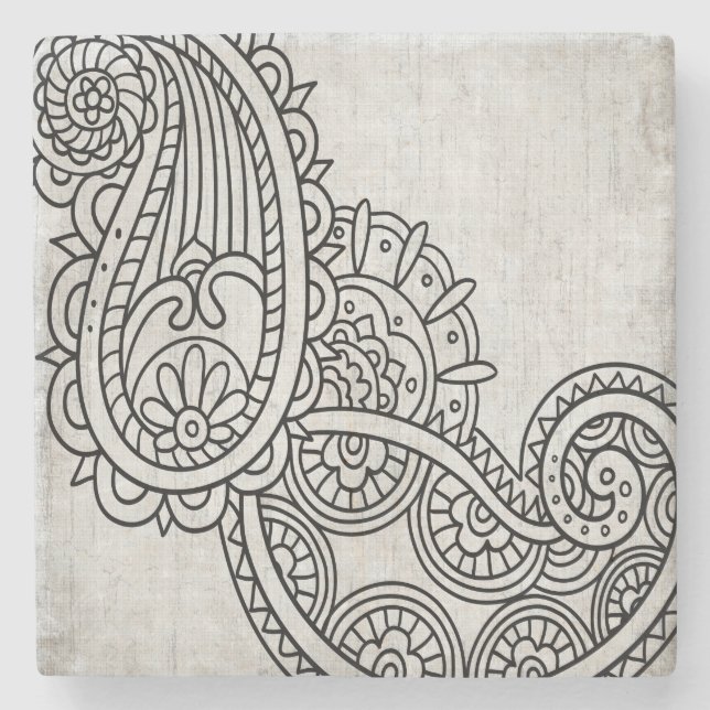 Gray Mehndi Motif Stone Untersetzer (Vorderseite)