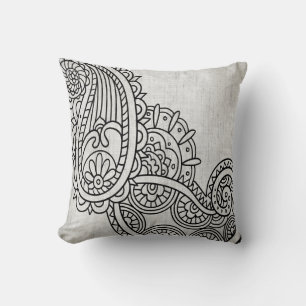 Gray Mehndi Motif Throw Kissen