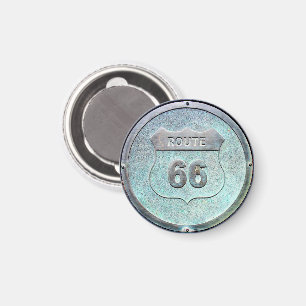 Gray Metal Route 66 Plaque Magnet