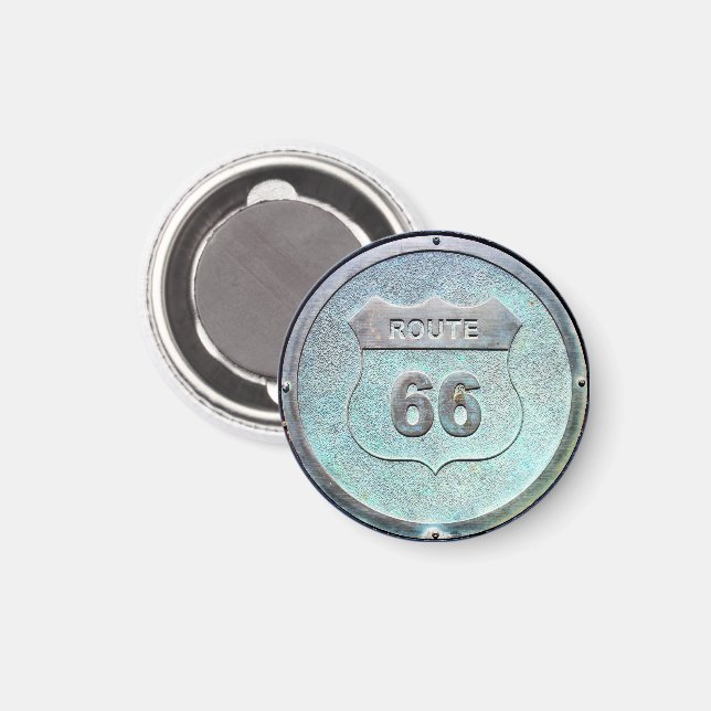 Gray Metal Route 66 Plaque Magnet (Vorderseite/Rückseite)
