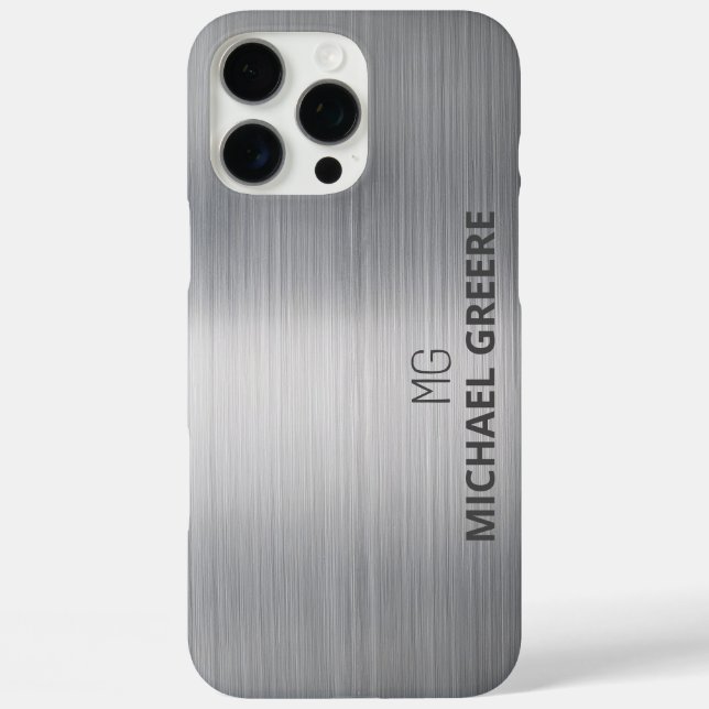 Gray Metallic Beruflich Mit Monogramm Case-Mate iPhone Hülle (Rückseite)