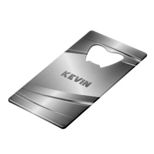 Gray Metallic Bürste Aluminium Look Geldbeutel Flaschenöffner