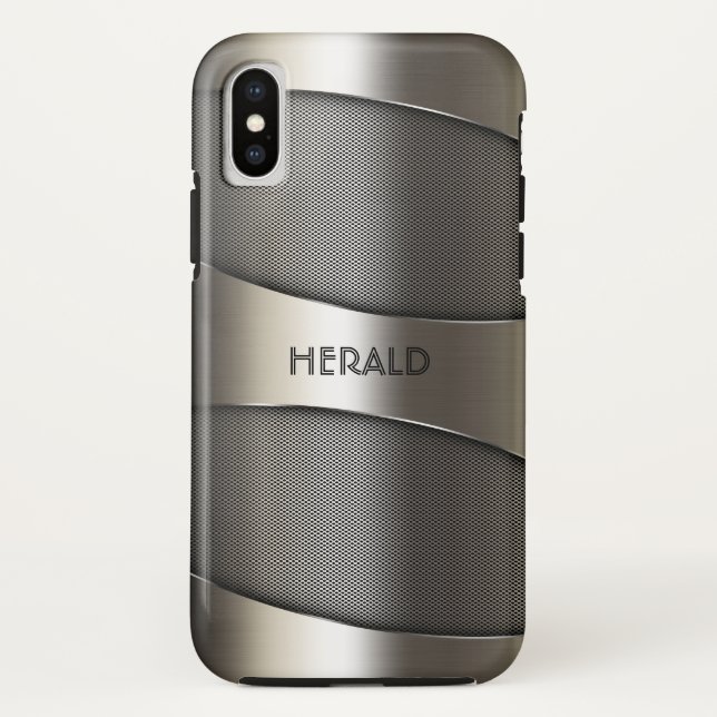Gray Metallic Geometric Design Case-Mate iPhone Hülle (Rückseite)