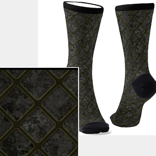 Gray Metallic Tiles Effect Socks Socken (Von Creator hochgeladen)