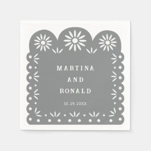GRAY MEXICAN PAPEL PICADO SERVIETTE