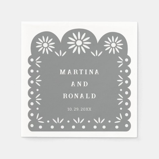 GRAY MEXICAN PAPEL PICADO SERVIETTE (Vorderseite)