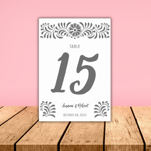 Gray Mexican Talavera Tischnummer