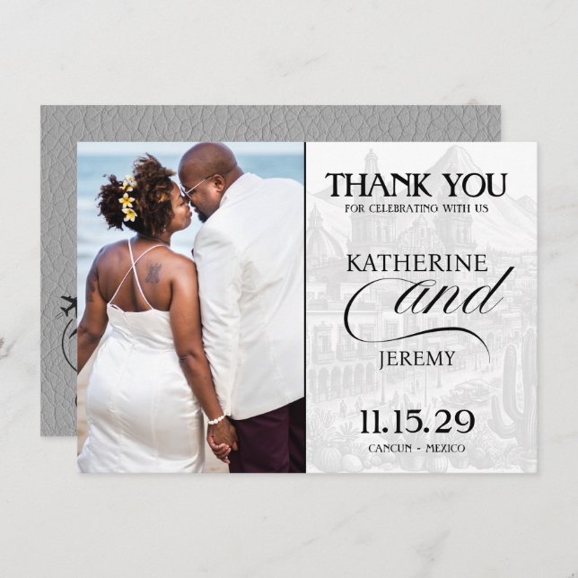 Gray Mexico Passport Dankeskarte (Vorne/Hinten)