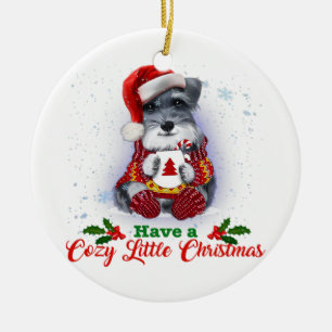 Gray Miniature Schnauzer haben gemütliche Weihnach Keramik Ornament
