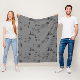 Gray Miniature Schnauzer Line Art 1-5 Fleecedecke