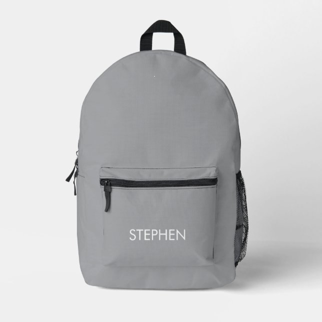 Gray minimalist custom name  bedruckter rucksack (Vorderseite)