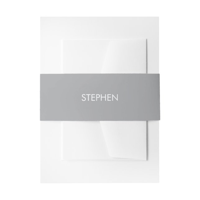 Gray minimalist custom name  einladungsbanderole (Vorderseite Beispiel)