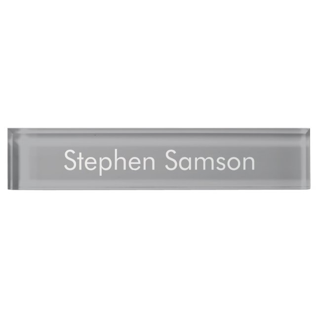 Gray minimalist custom name  namensplakette (Vorderseite)